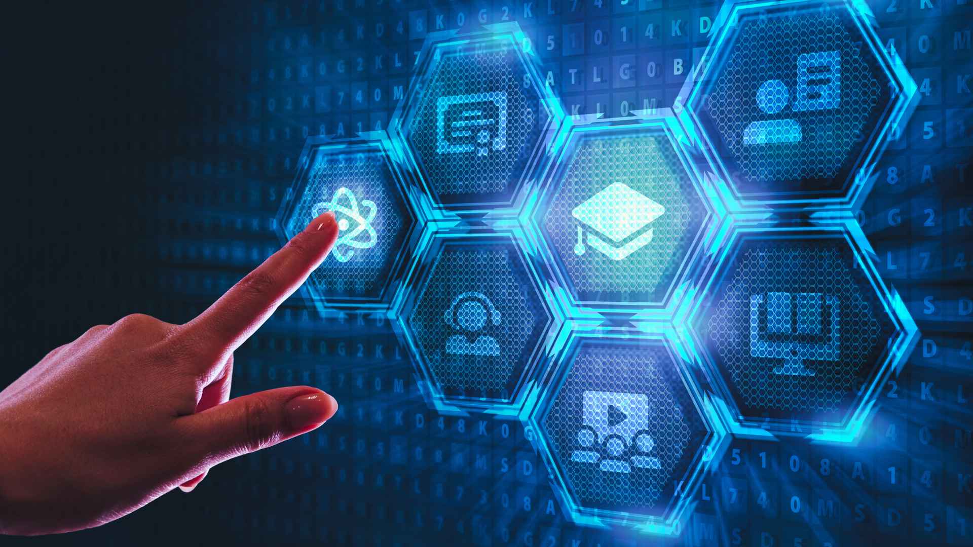 graphic of a person pointing at education learning IT support feature