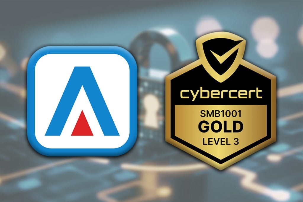 adept it solutions logo next to cybercert smb1001 gold level 3 logo