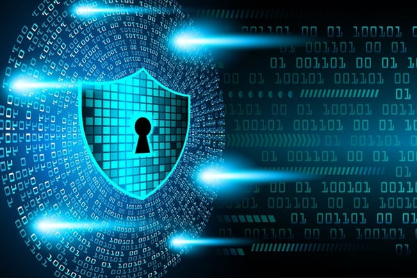 cybersecurity padlock surrounded by code numbers