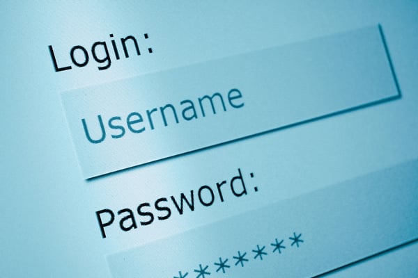 login and username screen with password
